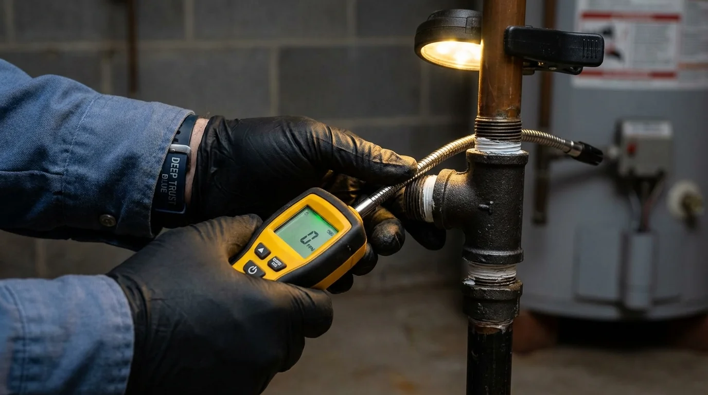 Gas leak detection with electronic sniffer by Johns Plumbing LLC in Cherry Valley