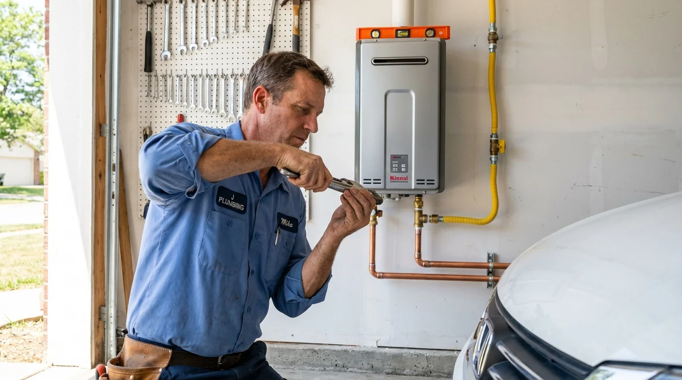 Tankless water heater installation by a Johns Plumbing LLC plumber in Cherry Valley